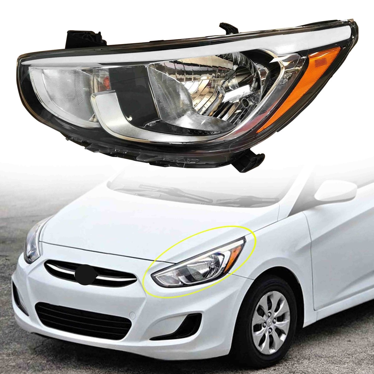 For 2015 2016 2017 Hyundai Accent Halogen Headlight Assembly