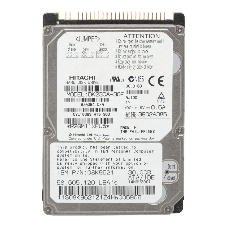 Hard Drive IBM 08K9621 DK23CA-30F 30GB 4.2K 2MB Ata 2.5'' - Image 3 of 3