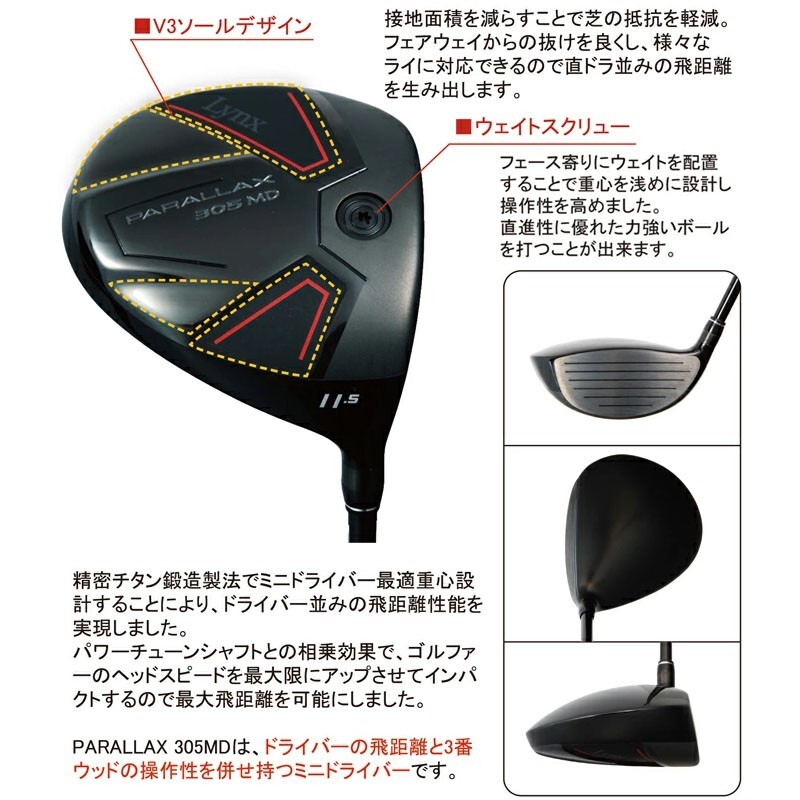 Lynx Golf PARALLAX 305 MD Mini DRIVER 305 cc Made in Japan