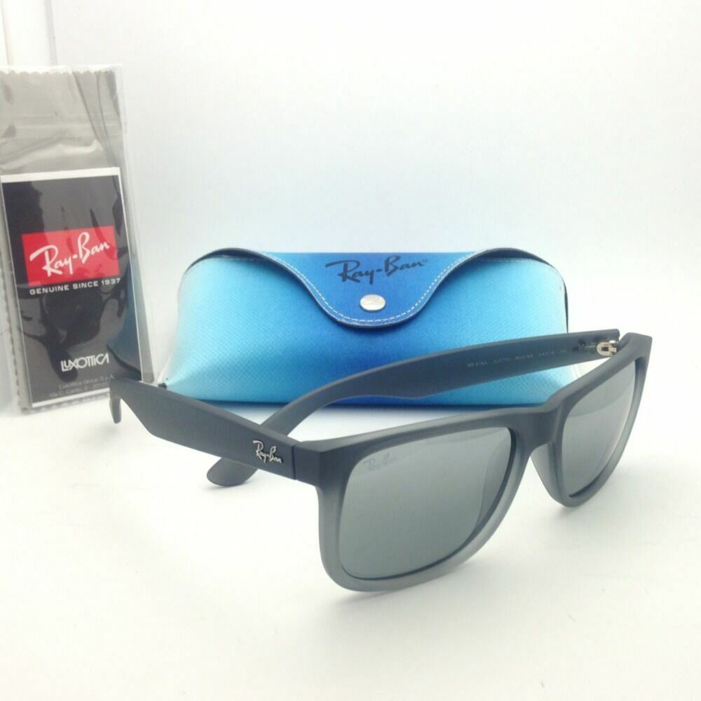 Ray-Ban Sunglasses JUSTIN RB 4165 852/88 Rubber Grey Frames Silver Mirrored Lens image 9