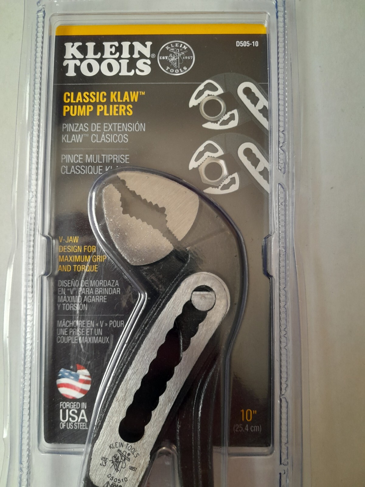 🇺🇸 Klein Tools D50510 Classic Klaw Pump Pliers 10” Adjustable Wrench