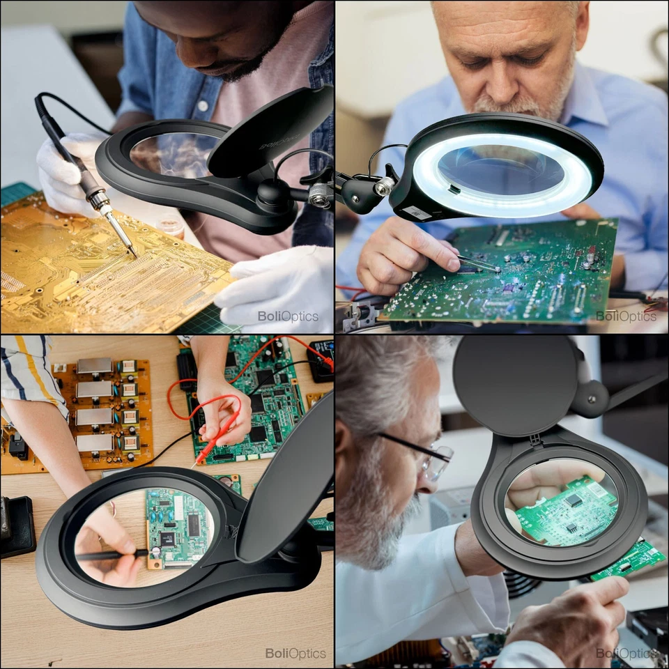 ESD LED Magnifying Lamp w/ Clamp for PCB Soldering, Electronics Repair - Image 2 of 4