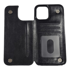 Wallet Card Holding Case Cover BLACK For iPhone 14 PRO
