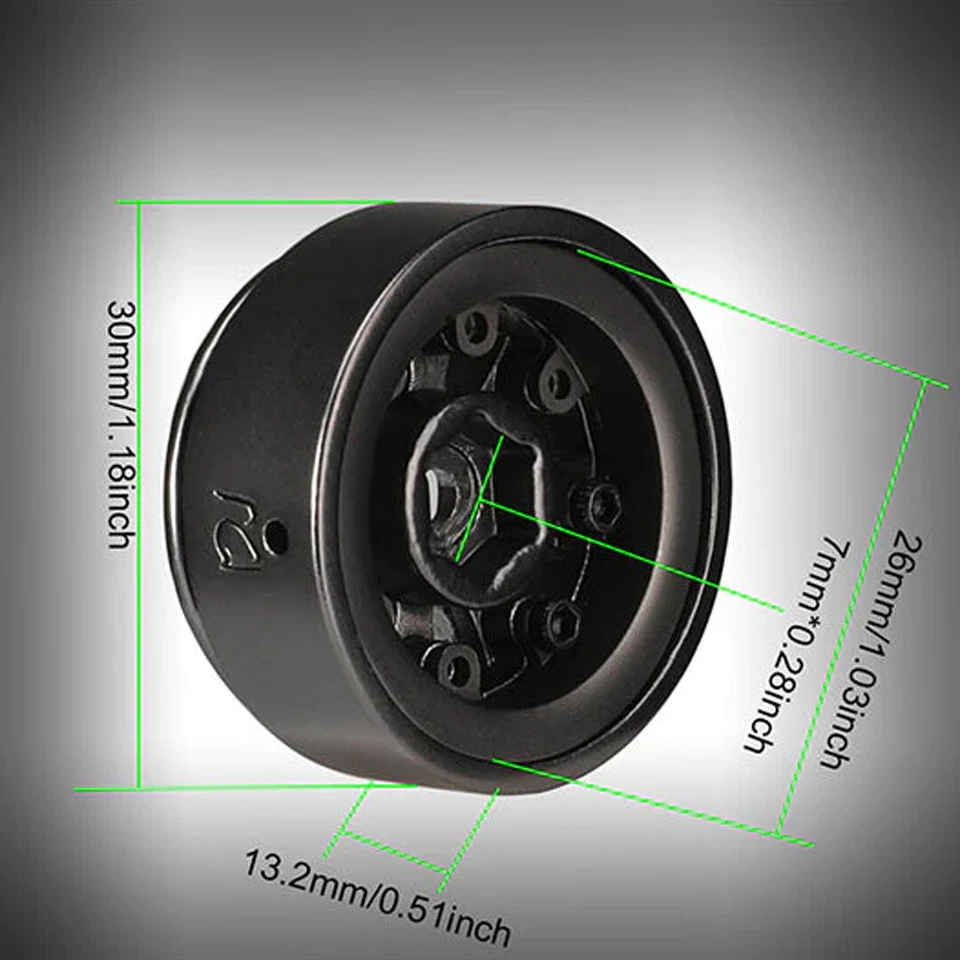 Juego de llantas de aleación Beadlock de aluminio de 1 pulgada GPM en forma de Y plateadas para 1/18 TRX4M Foto 4 de 4