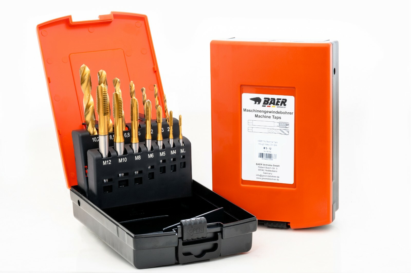 Maschinengewindebohrer Set BAER Gewindebohrer Dulo M3 - M12 TIN beschichtet HSS