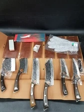 14PCS Serbian Butcher Knife Set Hand Forged Kitchen Chef Knife Cleaver Chopping