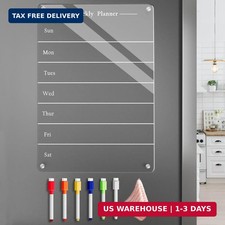 9"x13" Clear Weekly Meal Planner Magnetic Acrylic Board,Acrylic Magnetic Dry Era