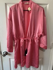 Victoria's Secret Vintage Gold Label Pink Satin Kimono Robe Tassels Size P/S