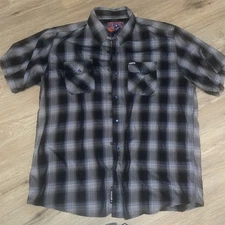 Dixxon Flannel Co. Men's First Responder XL Short Sleeve Button Up Black Gray