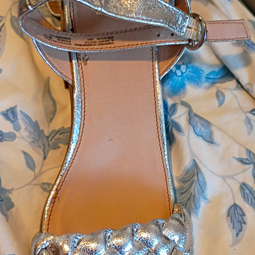 Women’s Silver Strappy Braided Open-Toe Ankle Strap Buckle Leather Sandals 6