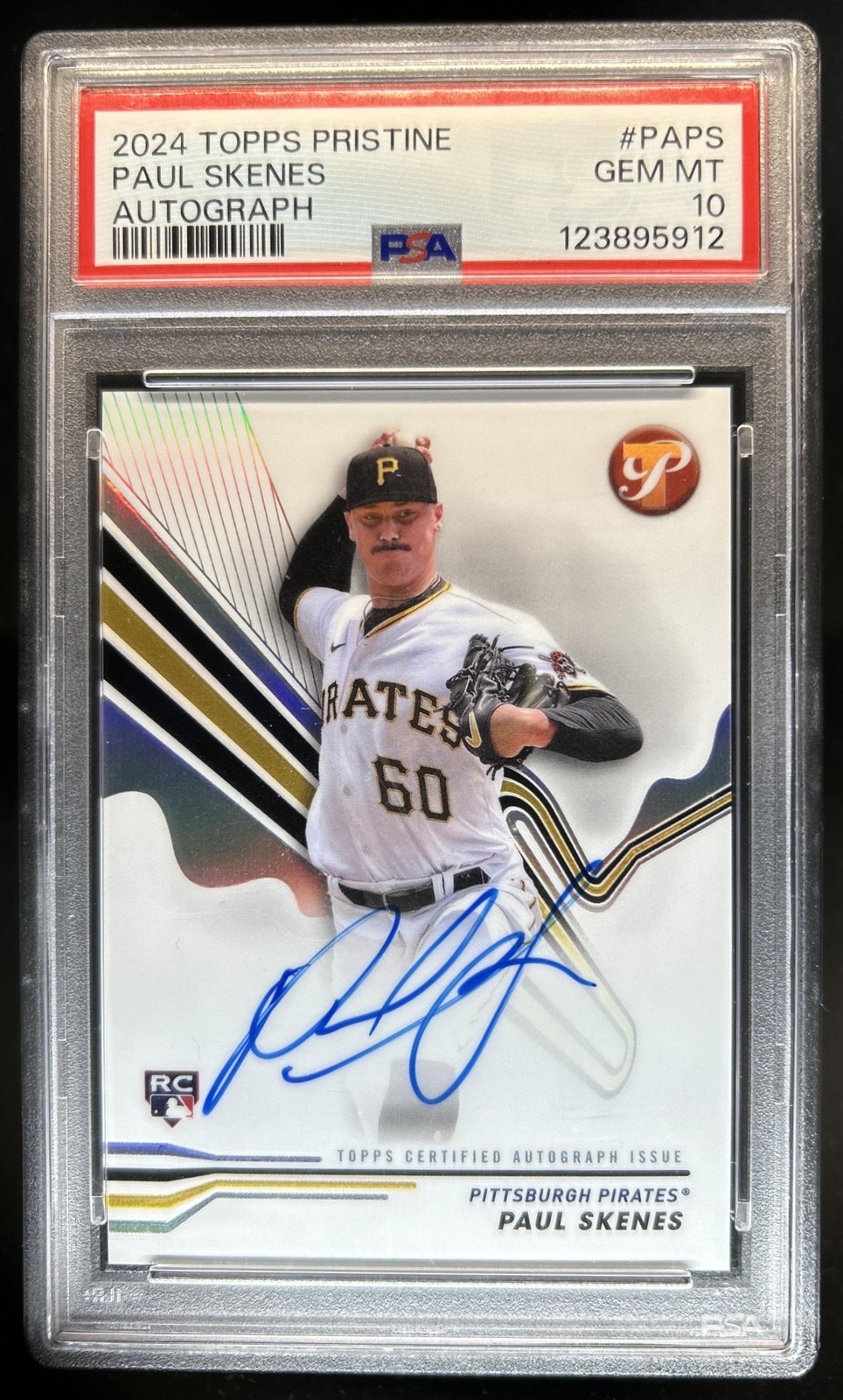 2024 Topps Pristine Paul Skenes Auto Rookie RC #PA-PS Pirates PSA 10 GEM MINT view 1