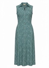 Michael Kors Sleeveless Button Front Midi Dress Women Small Blue Paisley Stretch