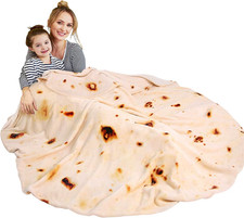 Burrito Tortilla Blanket, 71In, Flannel, Funny Blanket for Adults, Double Sided