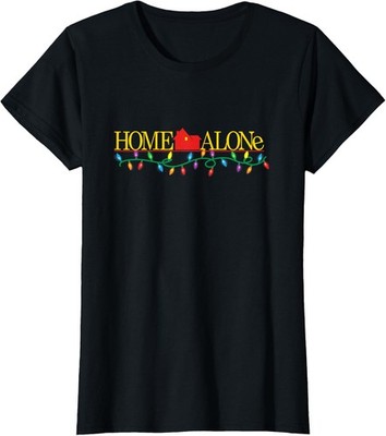Home Christmas Alone Logo String of Colorful Lights Ladies' Crewneck T-Shirt