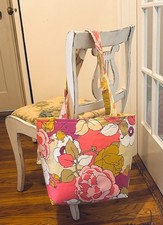Tote Bag Floral Handmade Reversible Flower Power Upcycled Fabrics 14x13x6 in