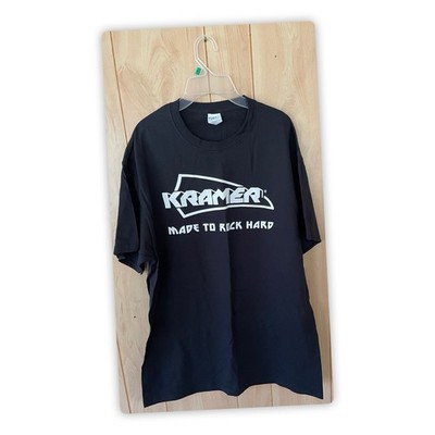 Vintage 90's Kramer Guitars T-Shirt adult size L cotton black Made to Rock Hard