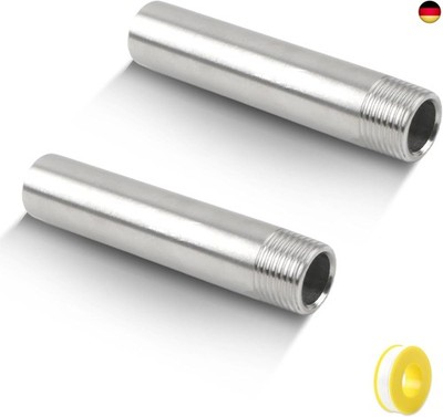2 Stück Hahnverlängerung 1/2 Zoll x 100 mm, 1/2'' IG x 1/2'' AG, DN15 G