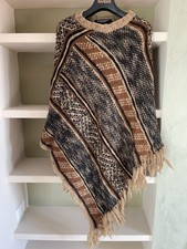 Marina Rinaldi mantella poncho donna lana vergine maglia righe frange tg. M top