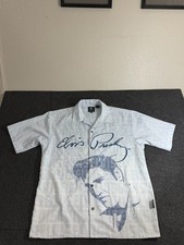 VTG Elvis Presley Shirt Men's Large All Over Print Short Sleeve Camp Button Up