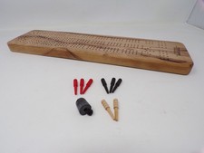 Handmade Oregon wood cribbage board w 8 pegs  -d