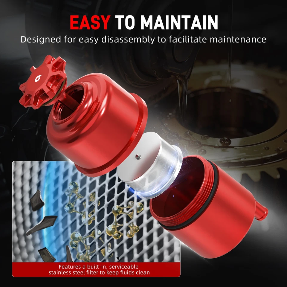 Aluminum Power Steering Reservoir For BMW E82 E8X E36 E46 E90 E9X E39 E60 X3 X5 - Image 3 of 4