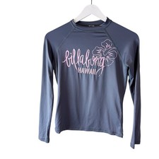 Billabong Hawaii Long Sleeve Rash Guard Swim Top Size Medium Gray Pink Flower