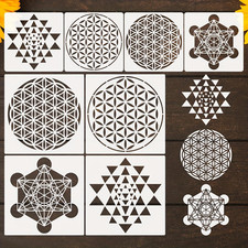 8Pcs Sacred Geometry Stencils Reusable Stencils for Crafts Metatron'S Cube/The F