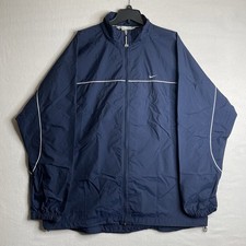 Vintage Nike Y2K Full Zip Windbreaker Track Jacket Mens XXL Blue Embroidered 00s