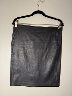 #ad Helmut Lang Lamb Leather Skirt Women’s Size 8 Black Mini Pencil Skirt $125.00