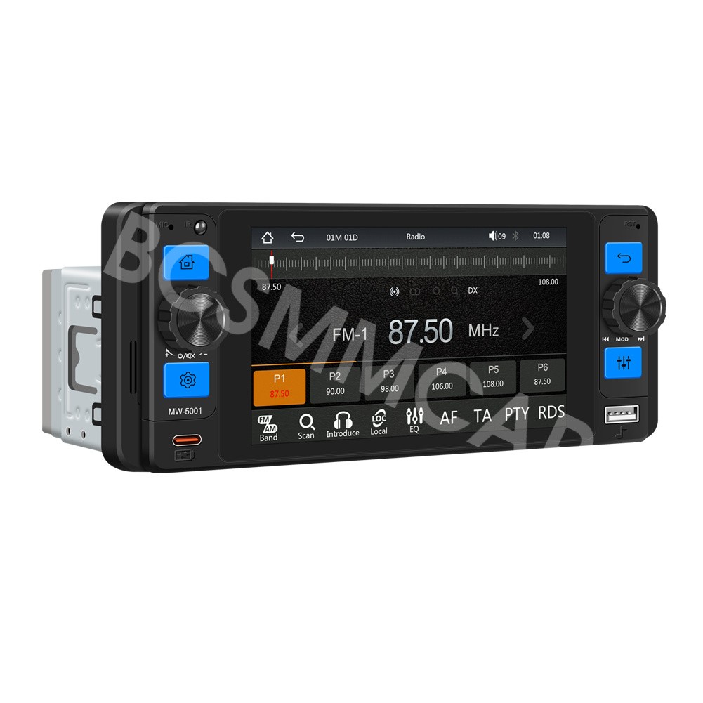 Single 1Din 5in Car Stereo Radio Bluetooth Player For Apple Carplay Android Auto