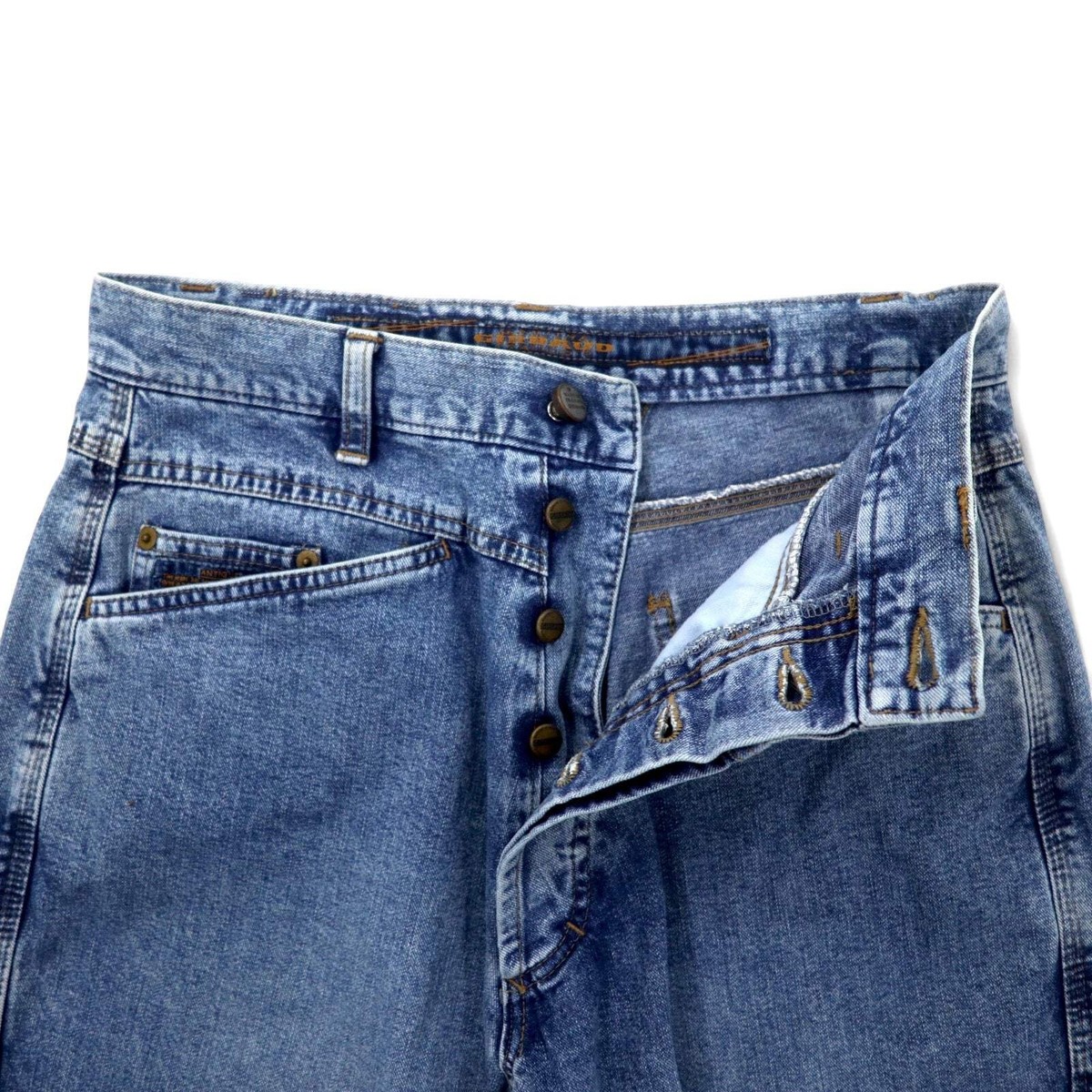 MARITHE FRANCOIS GIRBAUD Baggy Tapered Denim Pants S Blue Ice Wash