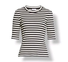 Rosetta Getty ribbed striped T-Shirt XS black white half sleeve Top Made in USA