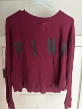 PINK Victoria's Secret Deep Wine Maroon Thermal Crew Sweatshirt