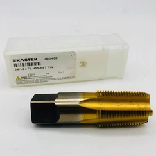 3/4"-14 Taper NPT Pipe Tap 4 Flute Exactek 3449400 NPT TiN Finish
