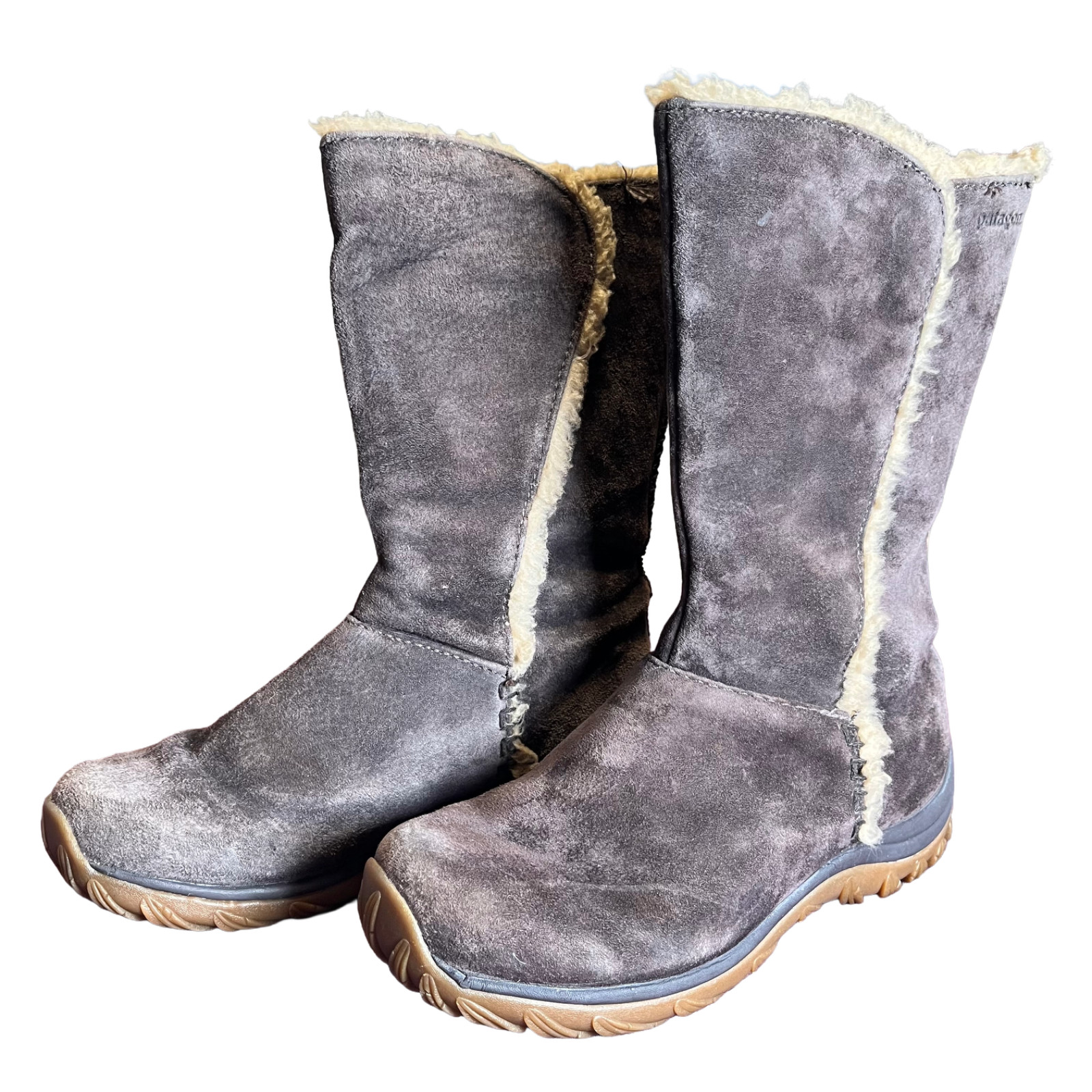 Patagonia Lugano Women's Waterproof Winter Boots Brown Gray Suede Polartec 8