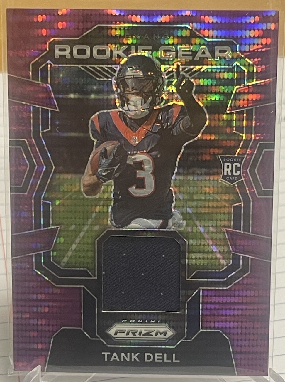 2023 Panini Prizm Purple Pulsar Rookie Gear #RG-TD Tank DELL Patch TEXANS RELIC