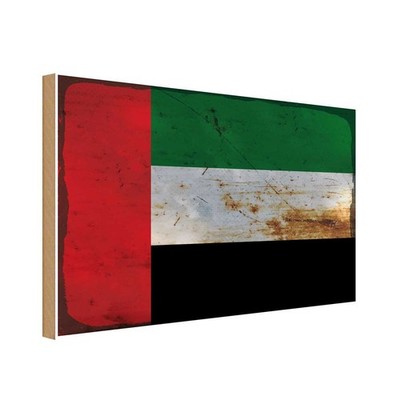 Holzschild 12x18 cm Arabische Emirate Rost Flagge Fahne Wappen Deko Geschenk Hol