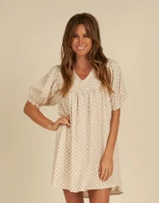 New! NWT Rylee and Cru Women’s Jolene Dress in Dove Check sz L