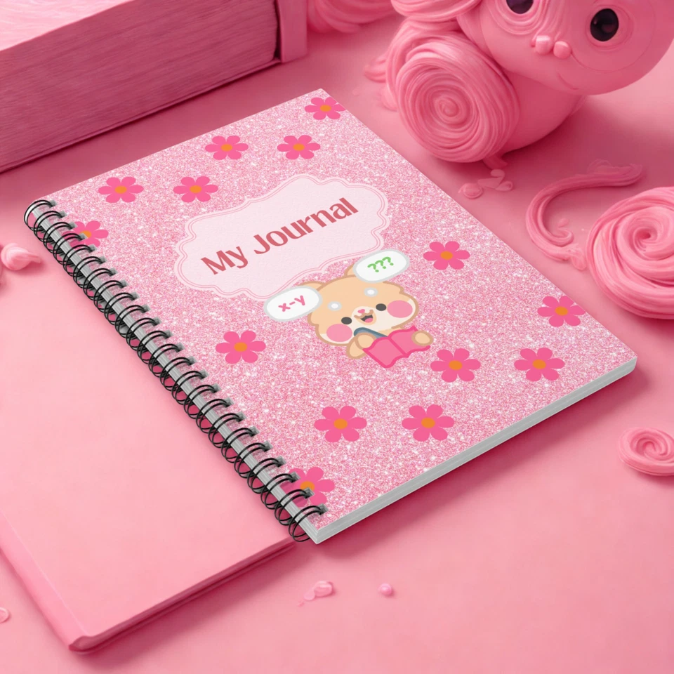 Pink Glitter Spiral Notebook, 118 Pages Journal for Kids and School Stationary - Image 2 of 4