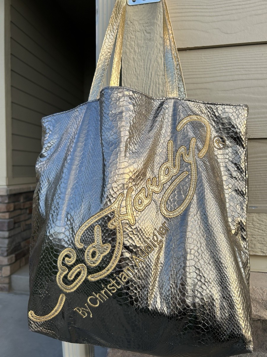 Rare* Y2K ED HARDY By Christian Audigier Gold Foil SKULL Faux