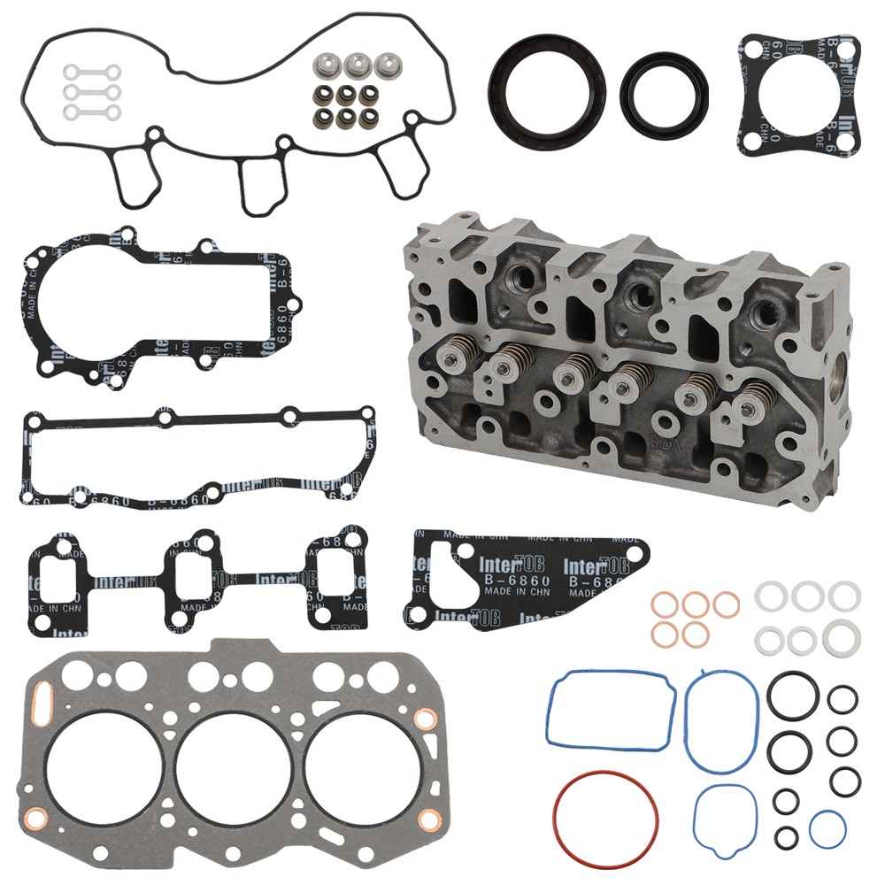 New For Yanmar 3TNV76 Complete Cylinder Head With Valve Spring & Full Gasket Kit