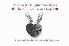 Mother  Daughter Matching Heart Necklace Set   Silver Tone Love Gift