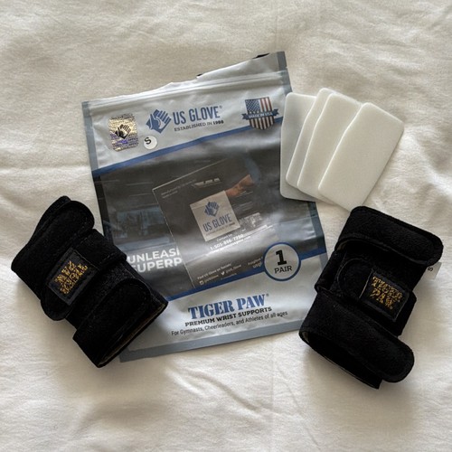 US GLOVE Tiger Paw Gymnastics Wrist Wraps/Guards Padded 1 Pair S Black