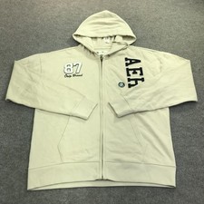Aeropostale Hoodie Sweatshirt Mens Medium Beige Fleece Full Zip 87 AERO Logo