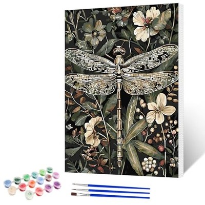 Paint by Numbers Kits for Adults Beginner with Wooden Framed, Color Dragonfly