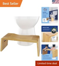Oslo Folding Wood Bamboo Bathroom Toilet Stool   7 Inches  Squat Footrest St...