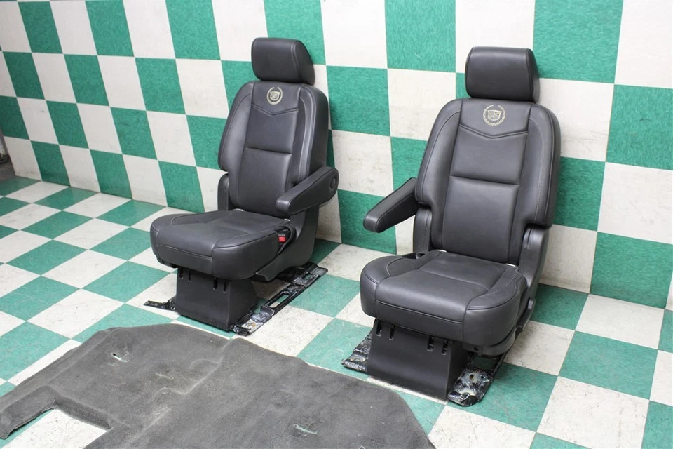 13' ESCALADE ESV Black Leather Heated Second Row Captains Seats Pair Carpet Trim - Изображение 2 из 4