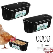 2 Pack Hanging Feed Trough Chickens Goats Ducks Sheep Livestock Feeder Black New