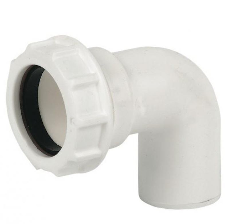 FLOPLAST 32mm White Compression Waste 90' Conversion Bend - Bag of 2 - Image 2