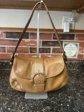 Coach Soho Buckle Flap Hobo 9248 Camel Tan Leather Shoulder Bag